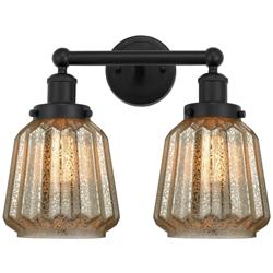Edison Chatham 16" 2-Light Matte Black Bath Light w/ Clear Shade