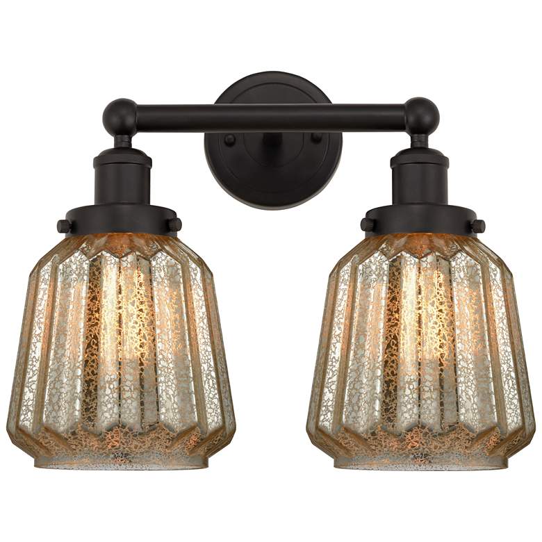 Image 1 Edison Chatham 16 inch 2-Light Oil Rubbed Bronze Bath Light w/ Clear Shade