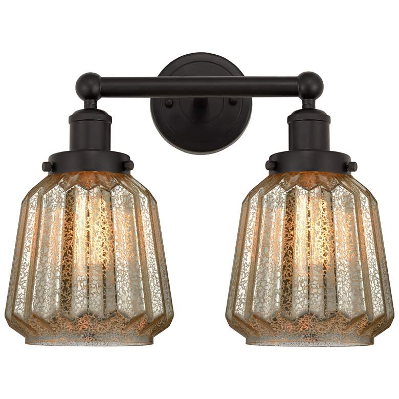 Image 1 Edison Chatham 16" 2-Light Oil Rubbed Bronze Bath Light w/ Clear Shade