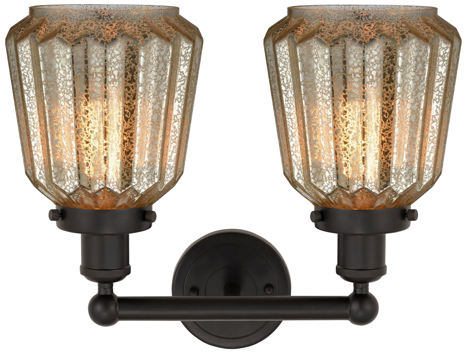 Image 2 Edison Chatham 16" 2-Light Oil Rubbed Bronze Bath Light w/ Clear Shade more views