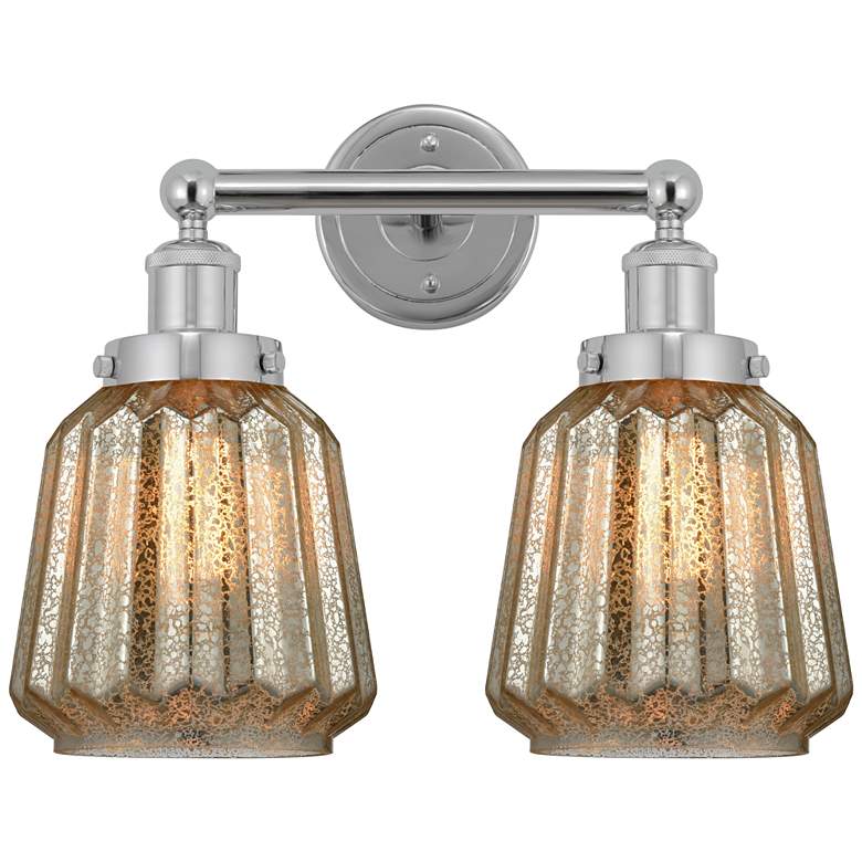 Image 1 Edison Chatham 16" 2-Light Polished Chrome Bath Light w/ Clear Shade