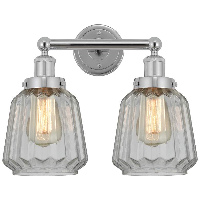 Image 1 Edison Chatham 16" 2-Light Polished Chrome Bath Light w/ Matte White S