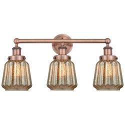 Edison Chatham 24.5&quot;W 3 Light Antique Copper Bath Light With Clear Sha