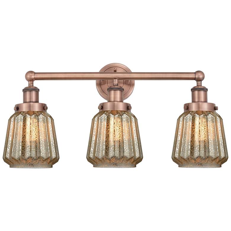 Image 1 Edison Chatham 24.5"W 3 Light Antique Copper Bath Light With Clear Sha