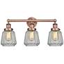 1_Edison Chatham 24.5"W 3 Light Antique Copper Bath Light With White Sha