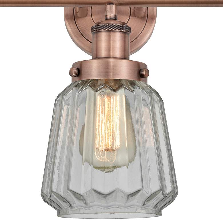 Image 2 Edison Chatham 24.5"W 3 Light Antique Copper Bath Light With White Sha more views