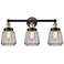 Edison Chatham 24.5"W 3 Light Black Brass Bath Light With White Shade