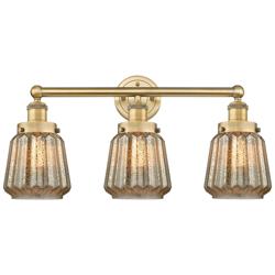 Edison Chatham 24.5"W 3 Light Brushed Brass Bath Light With Clear Shad