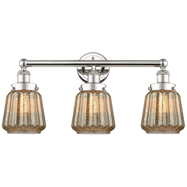 Image 1 Edison Chatham 24.5"W 3 Light Polished Nickel Bath Light With Clear Sh