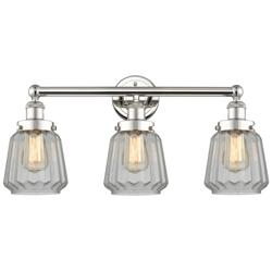 Edison Chatham 24.5"W 3 Light Polished Nickel Bath Light With White Sh