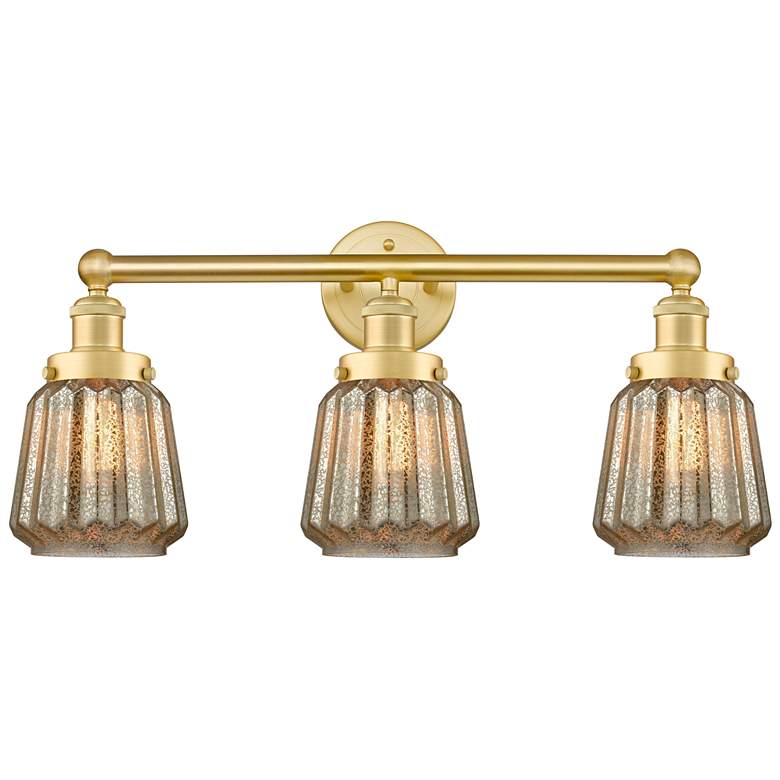Image 1 Edison Chatham 24.5"W 3 Light Satin Gold Bath Vanity Light With Clear