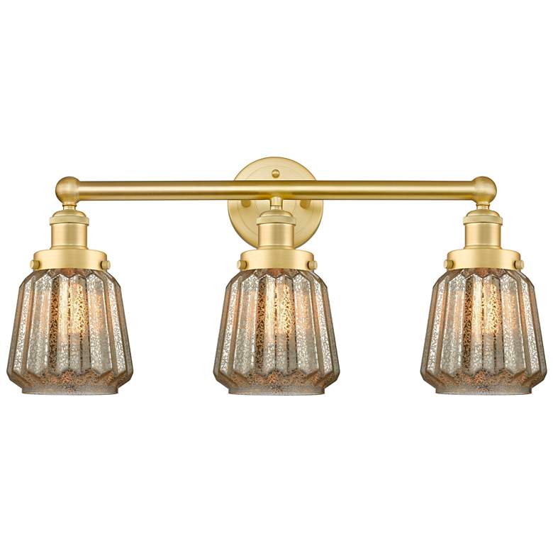 Image 1 Edison Chatham 24.5 inchW 3 Light Satin Gold Bath Vanity Light With Clear 