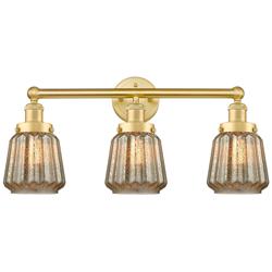 Edison Chatham 24.5&quot;W 3 Light Satin Gold Bath Vanity Light With Clear