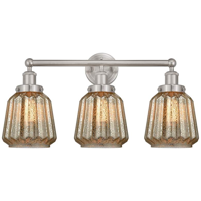 Image 1 Edison Chatham 25" 3-Light Brushed Satin Nickel Bath Light w/ Clear Sh