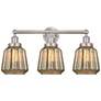 Edison Chatham 25" 3-Light Brushed Satin Nickel Bath Light w/ Clear Sh