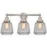 Edison Chatham 25" 3-Light Brushed Satin Nickel Bath Light w/ White Sh