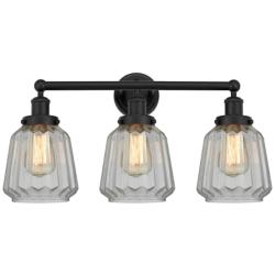 Edison Chatham 25" 3-Light Matte Black Bath Light w/ Matte White Shade