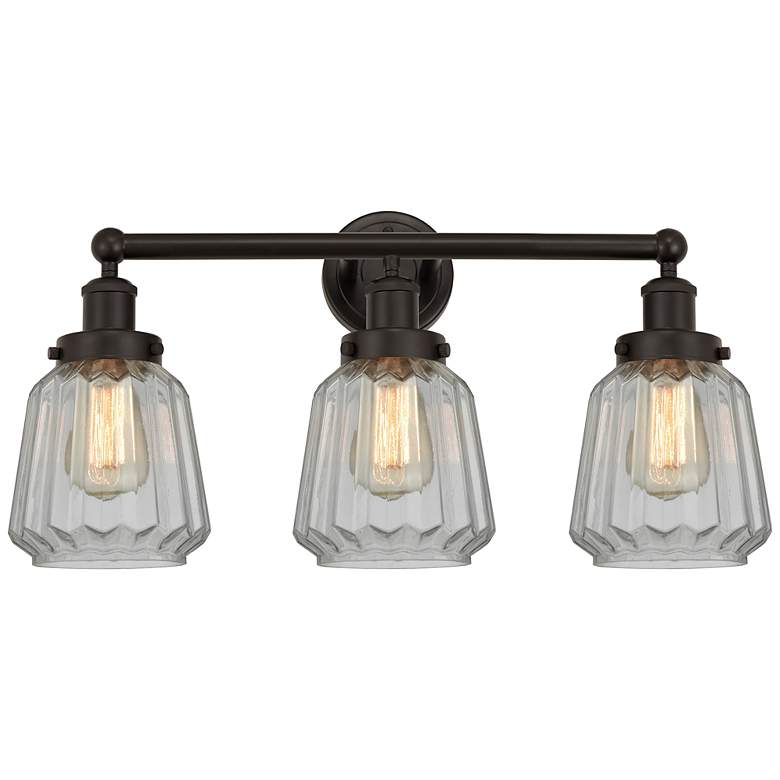 Image 1 Edison Chatham 25" 3-Light Oil Rubbed Bronze Bath Light w/ White Shade