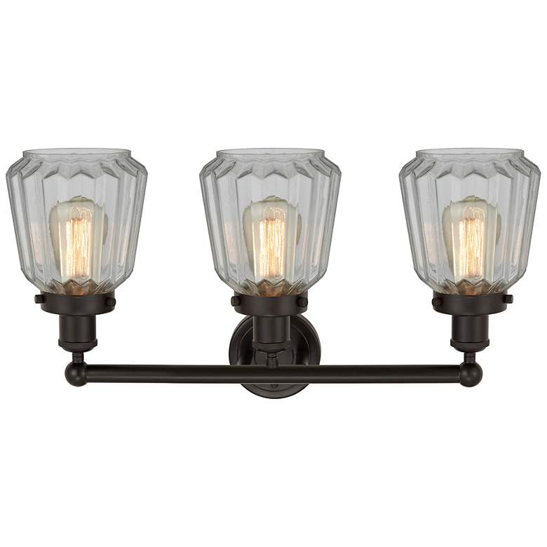 Image 3 Edison Chatham 25" 3-Light Oil Rubbed Bronze Bath Light w/ White Shade more views