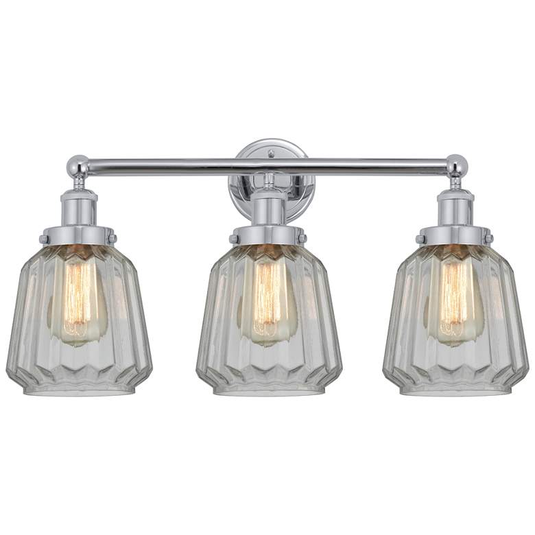 Image 1 Edison Chatham 25" 3-Light Polished Chrome Bath Light w/ Matte White S