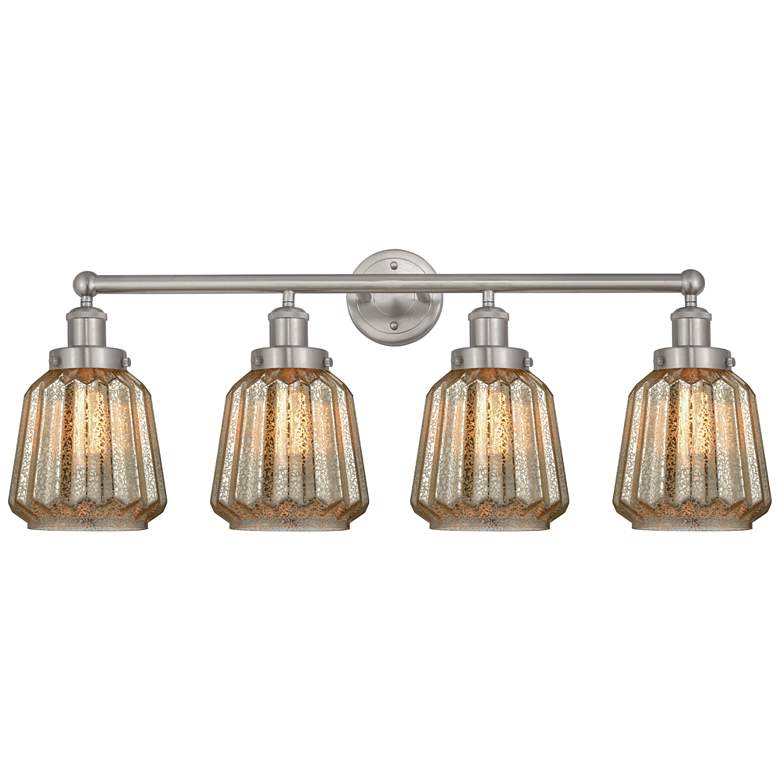 Image 1 Edison Chatham 34" 4-Light Brushed Satin Nickel Bath Light w/ Clear Sh