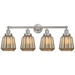 Edison Chatham 34" 4-Light Brushed Satin Nickel Bath Light w/ Clear Sh