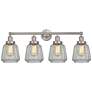 Edison Chatham 34" 4-Light Brushed Satin Nickel Bath Light w/ White Sh