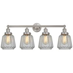 Edison Chatham 34" 4-Light Brushed Satin Nickel Bath Light w/ White Sh