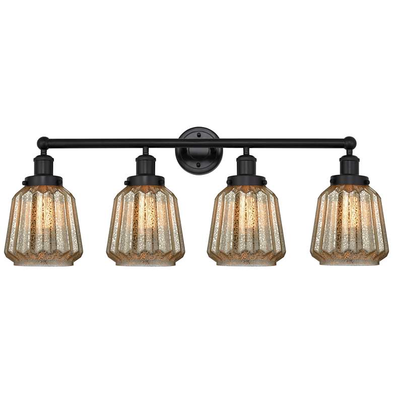 Image 1 Edison Chatham 34" 4-Light Matte Black Bath Light w/ Clear Shade