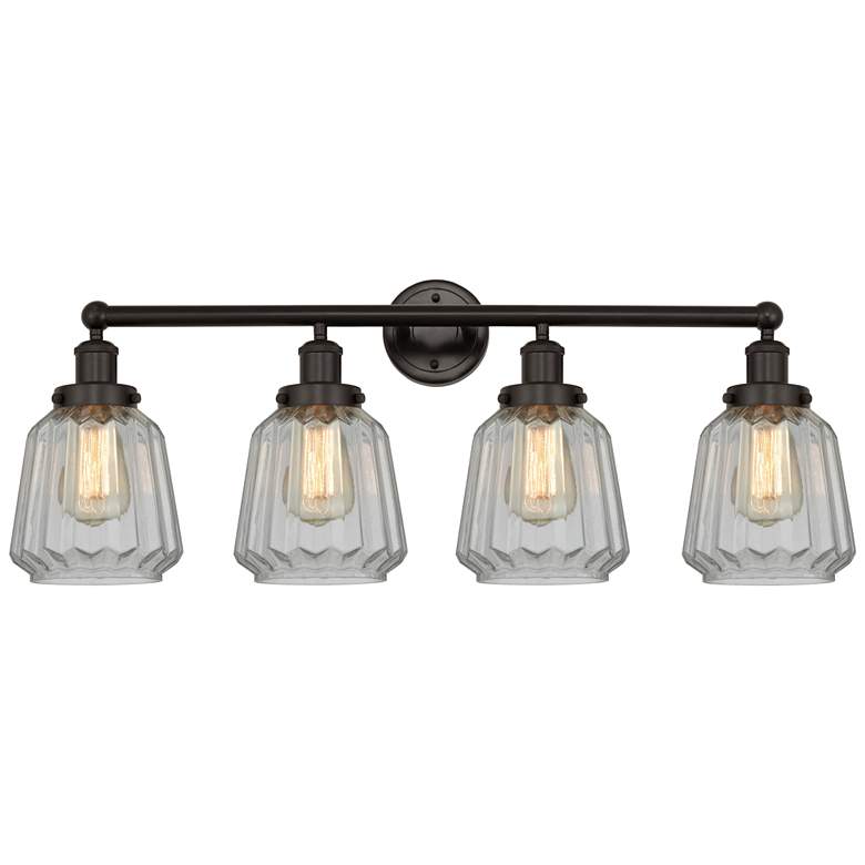 Image 1 Edison Chatham 34" 4-Light Oil Rubbed Bronze Bath Light w/ White Shade