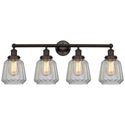 Edison Chatham 34" 4-Light Oil Rubbed Bronze Bath Light w/ White Shade