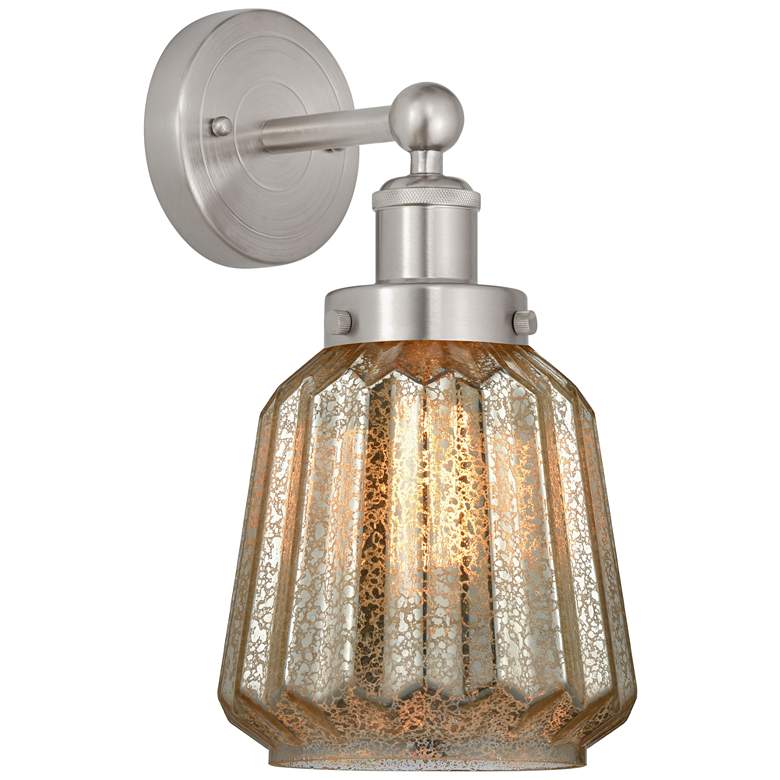 Image 1 Edison Chatham 7" Brushed Satin Nickel Sconce w/ Clear Shade