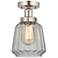 Edison Chatham 7" Brushed Satin Nickel Semi Flush Mount w/ White Shade