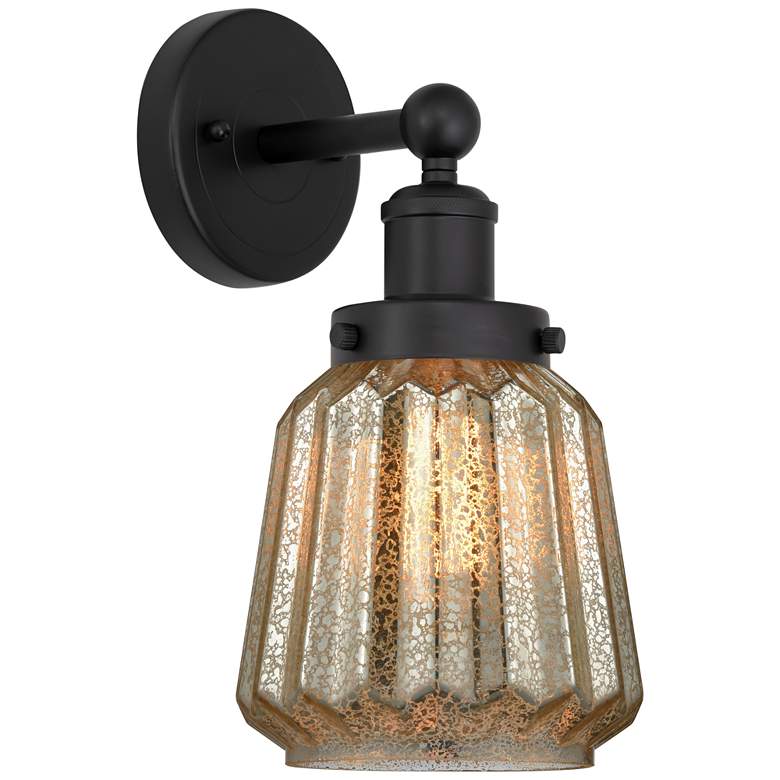 Image 1 Edison Chatham 7" Matte Black Sconce w/ Clear Shade