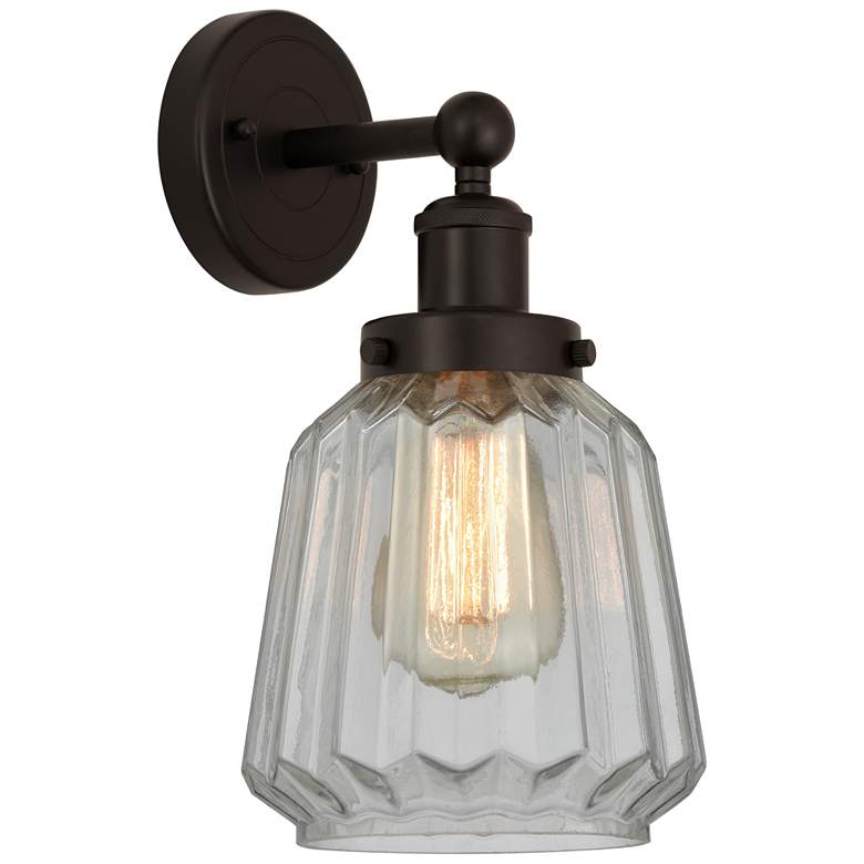 Image 1 Edison Chatham 7" Oil Rubbed Bronze Sconce w/ Matte White Shade