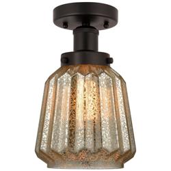 Edison Chatham 7" Oil Rubbed Bronze Semi Flush Mount w/ Clear Shade