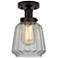Edison Chatham 7" Oil Rubbed Bronze Semi Flush Mount w/ Matte White Sh
