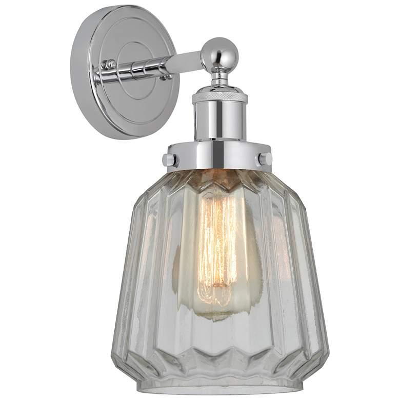 Image 1 Edison Chatham 7" Polished Chrome Sconce w/ Matte White Shade