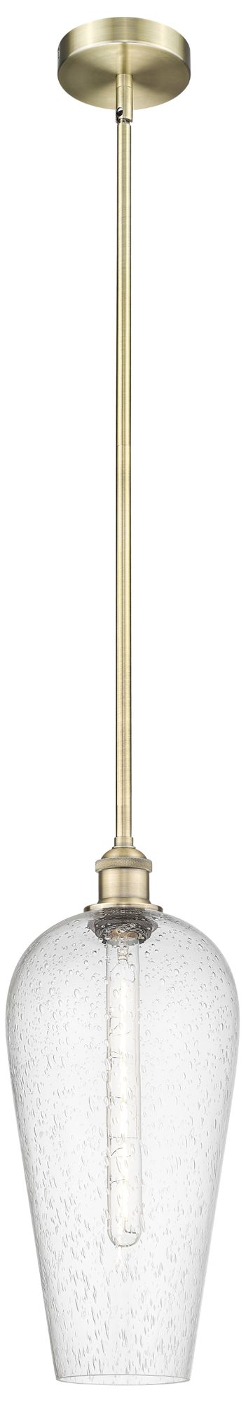 Edison Chelsea 8" Wide Antique Brass Stem Hung Mini Pendant w/ Seedy Shade