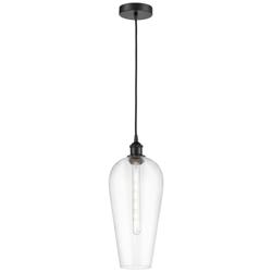 Edison Chelsea 8" Wide Matte Black Cord Hung Mini Pendant with Clear Shade