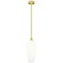1_Edison Chelsea 8" Wide Satin Gold Stem Hung Mini Pendant with White Shade