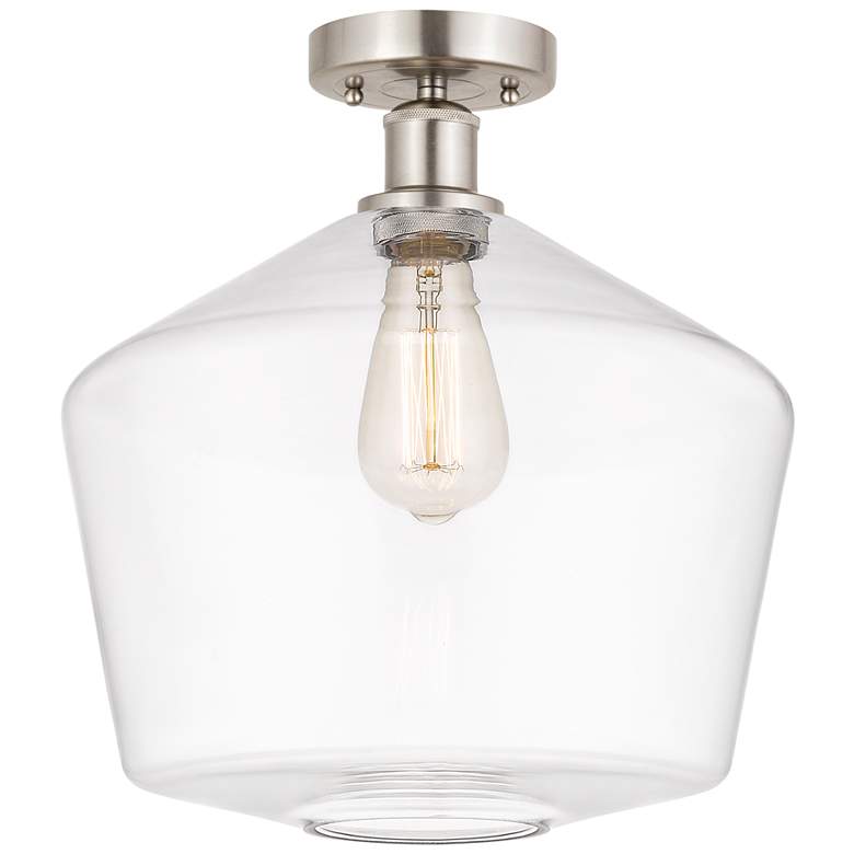 Image 1 Edison Cindyrella 12" Brushed Satin Nickel Semi Flush Mount w/ Clear S