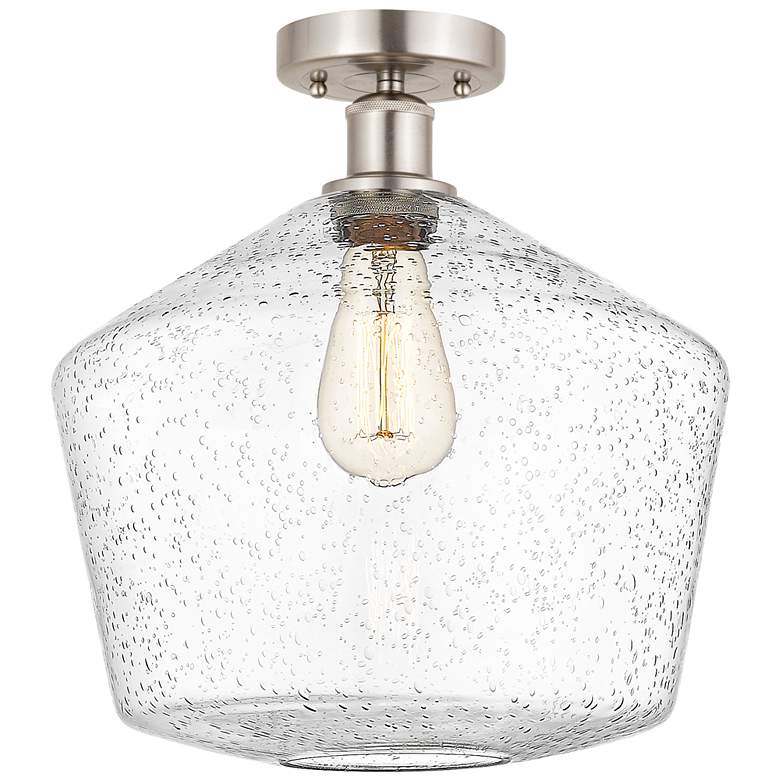 Image 1 Edison Cindyrella 12" Brushed Satin Nickel Semi Flush Mount w/ Seedy S