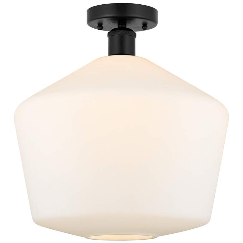 Image 1 Edison Cindyrella 12" Matte Black Semi Flush Mount w/ Cased White Shad