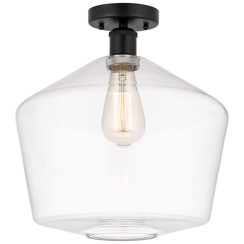 Image 1 Edison Cindyrella 12" Matte Black Semi Flush Mount w/ Clear Shade