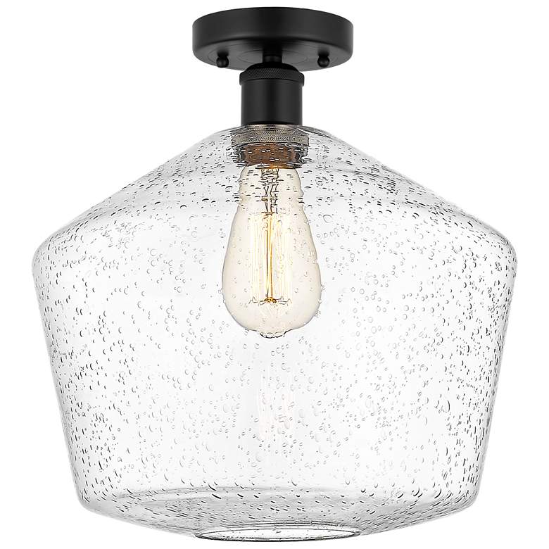Image 1 Edison Cindyrella 12" Matte Black Semi Flush Mount w/ Seedy Shade