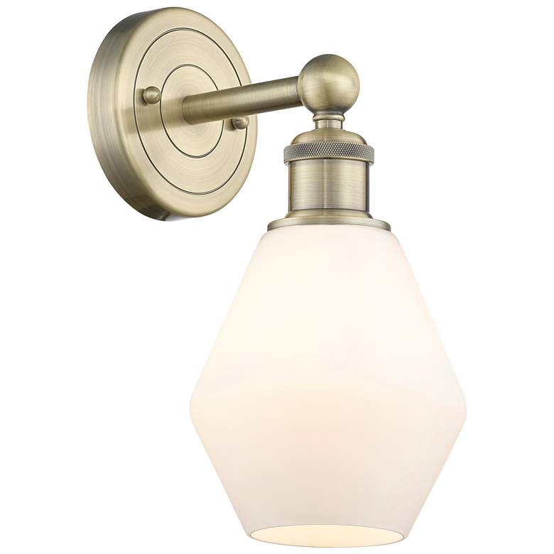 Image 1 Edison Cindyrella 12"High Antique Brass Sconce With Cased Matte White