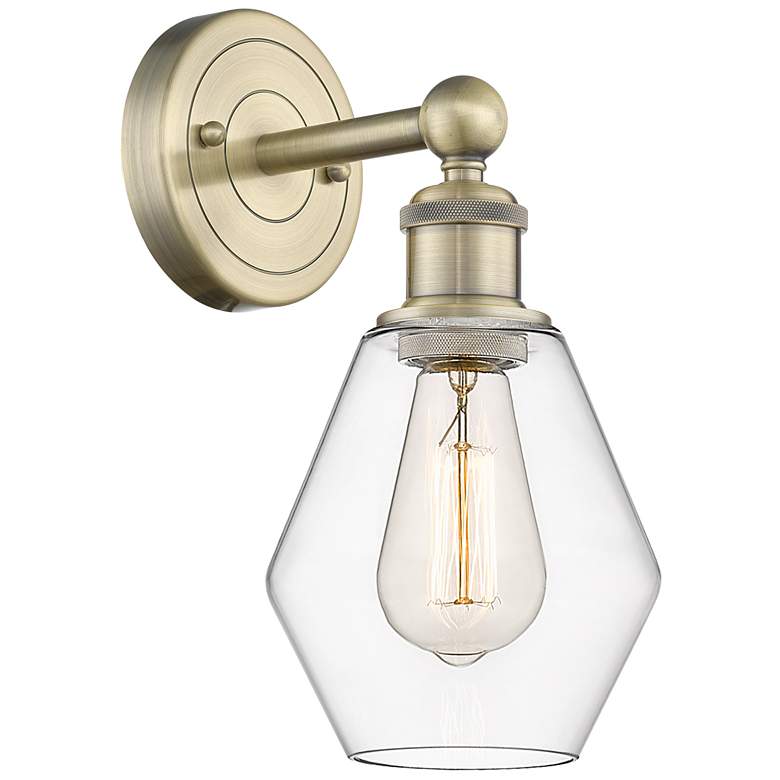 Image 1 Edison Cindyrella 12"High Antique Brass Sconce With Clear Shade