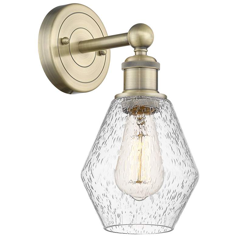 Image 1 Edison Cindyrella 12"High Antique Brass Sconce With Seedy Shade