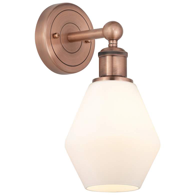 Image 1 Edison Cindyrella 12"High Antique Copper Sconce With Cased White Shade
